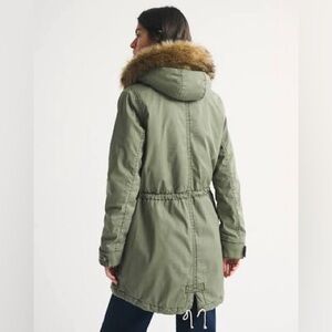 Abercrombie & Fitch Khaki Fur-Trimmed Utility Jacket